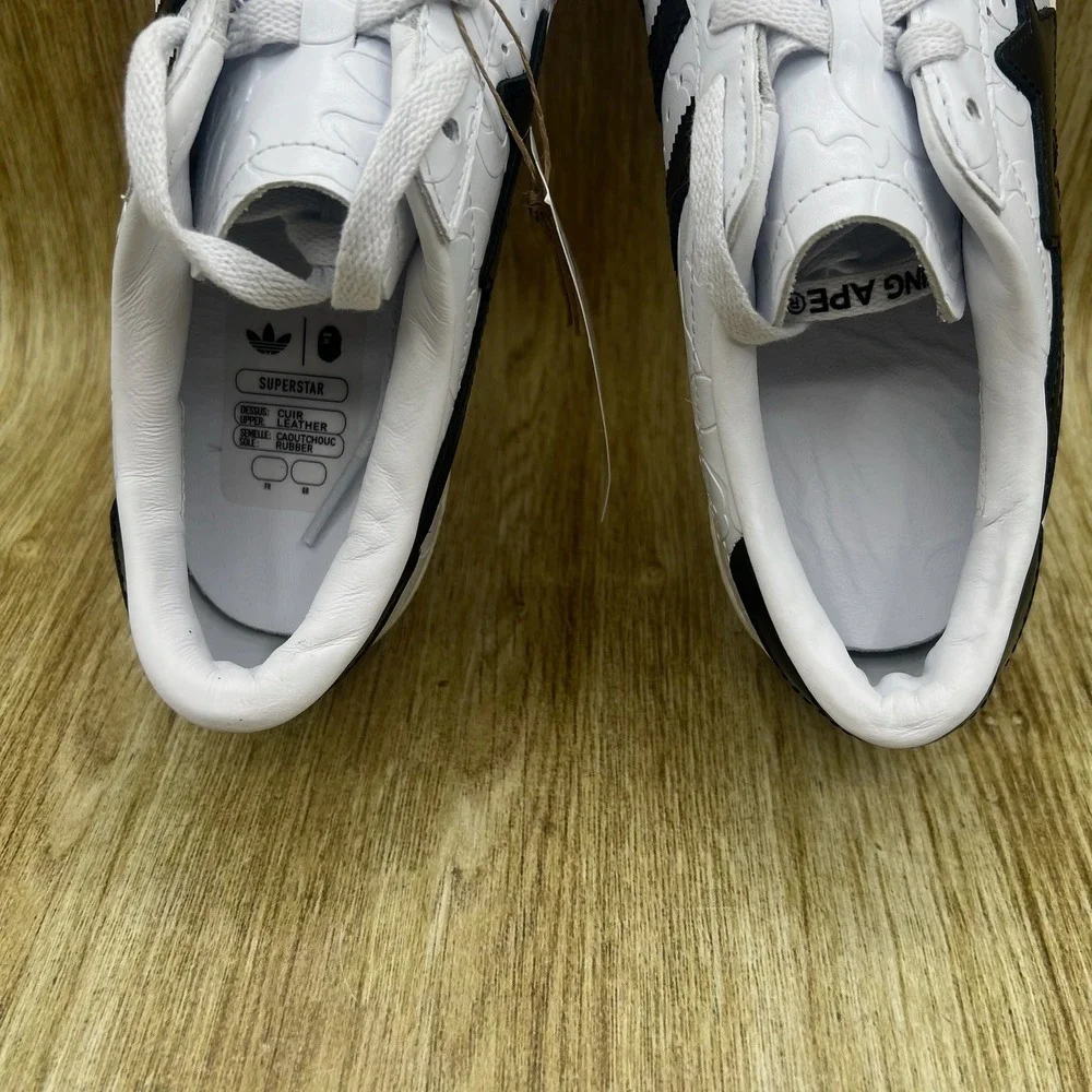 Adidas BAPE x Superstar Vintage Men's Size 7 Women's 8 White Black Gold JR2701